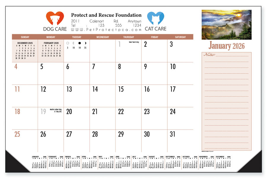 PCA 3217 Desk and Counter Calendar Pad