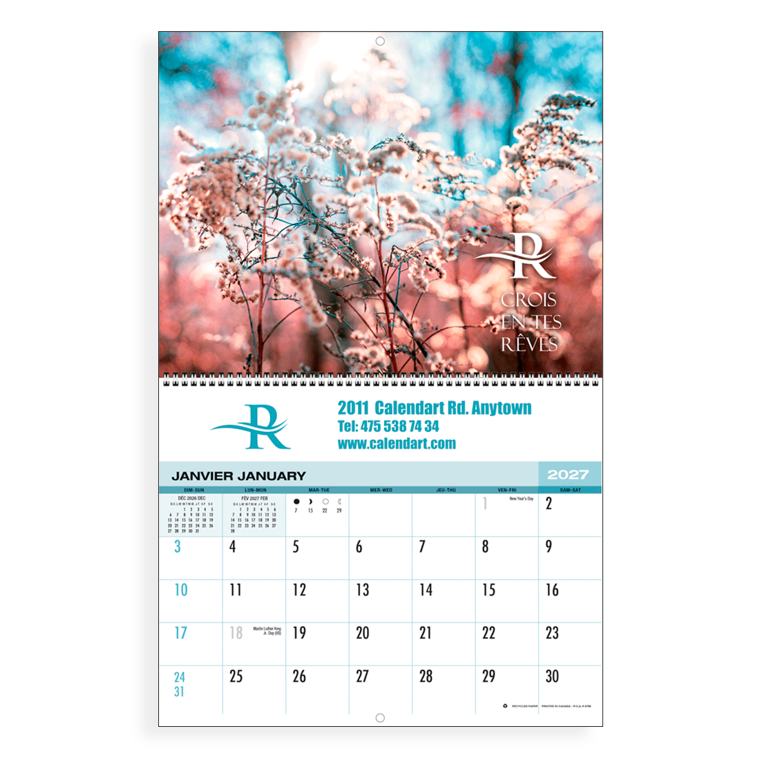 PCA 4750 Custom 12 Month Appointment Wall Calendar