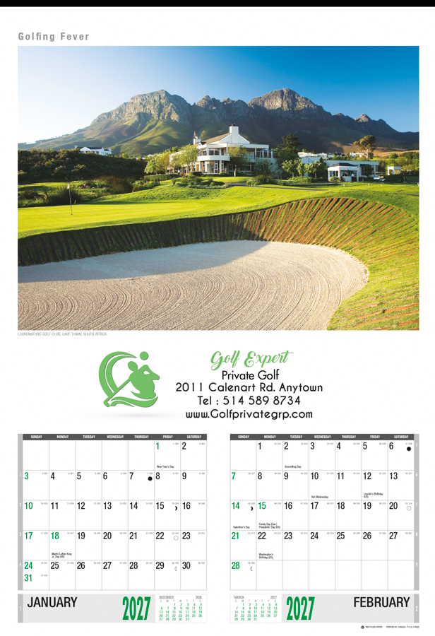 PCA Calendar 4925 Golfing Fever