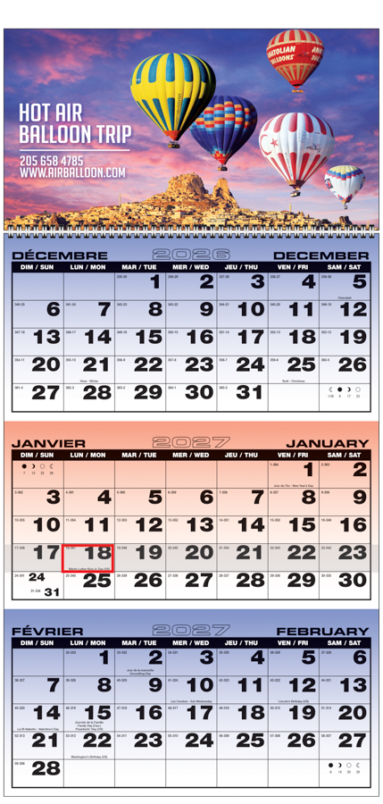 PCA 5172 3-Month Planner Economic Calendar