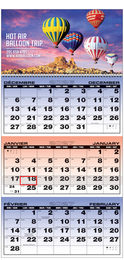 PCA 5172 3-Month Planner Economic Calendar