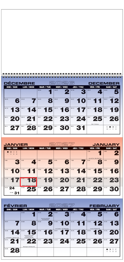 PCA 5172 3-Month Planner Economic Calendar