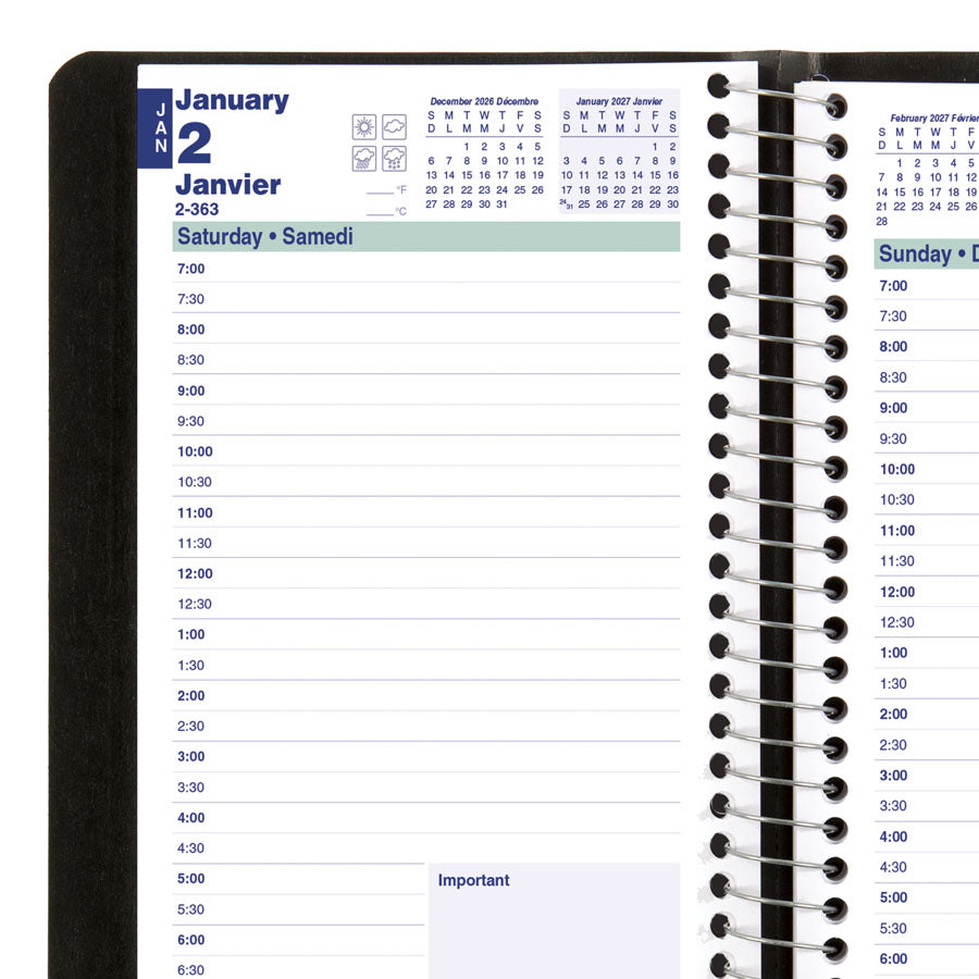 Essential Daily Appointment Book, 2027, Bilingual (C1504.81BT-27, C1504.82BT-27, C1504.83BT-27) - Blueline